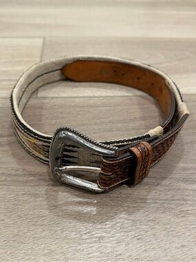 Tony Lama Western Belt 1354L Tooled Leather Aztec Southwest Woven Men's 32